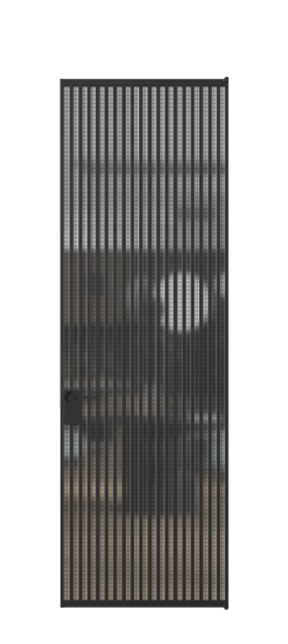 Алюминиевая дверь АЛПЛ040.06 Алюминий Черный Декоративное стекло с сеткой "Mesh silver", триплекс Цена 241260  | Volhovec