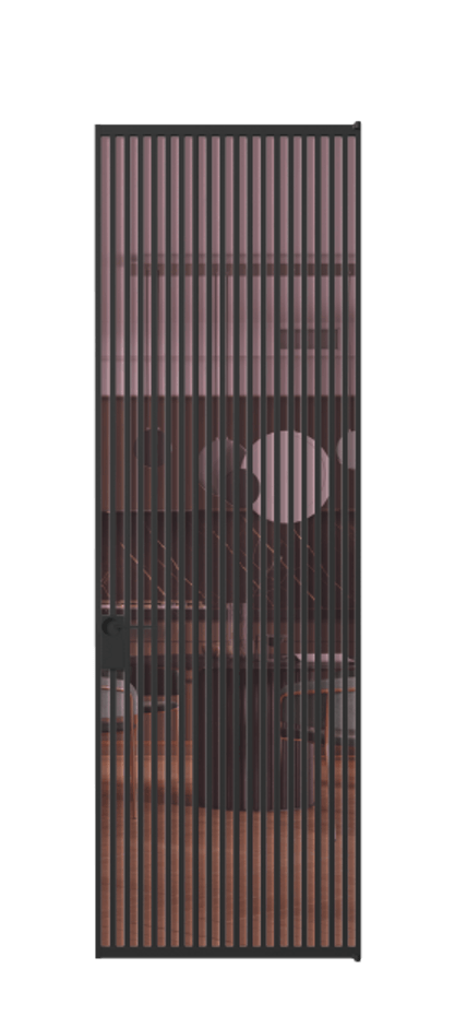 Алюминиевая дверь АЛПЛ040.06 Алюминий Черный Прозрачное розовое стекло, триплекс Цена 232860  | Volhovec