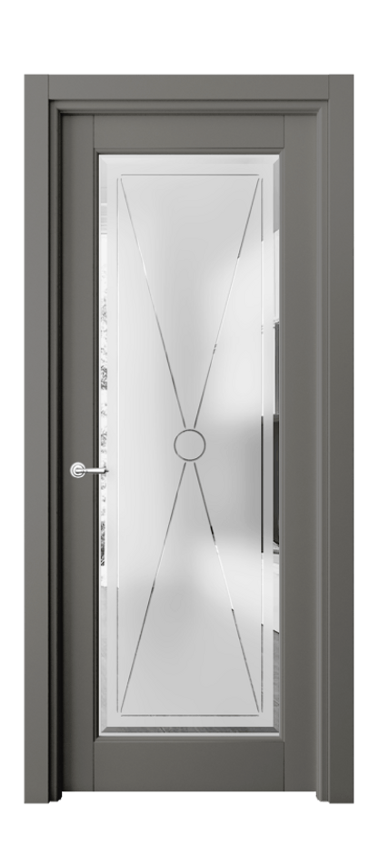 Межкомнатная дверь Тоскана Литера 6300 Матовый классический серый Сатинированное стекло с гравировкой «LITERA» Цена 99010 ₽ | Volhovec