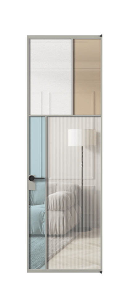 Межкомнатная дверь Mosaic АЛПЛ041.22 Алюминий нейтральный серый Комбинация стекол Группы 1 и Группы 3 Цена 179520 ₽ | Volhovec