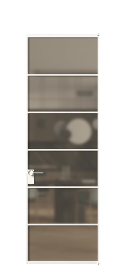 Алюминиевая дверь АЛПЛ040.04 Алюминий Белый Сатинированное бронзовое стекло, триплекс Цена 125520  | Volhovec