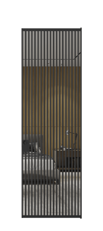 Алюминиевая дверь АЛПЛ040.06 Алюминий Черный Двустороннее зеркало, триплекс , триплекс 6 мм Цена 232860  | Volhovec