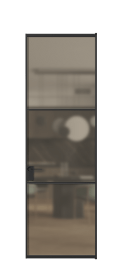 Алюминиевая дверь АЛПЛ040.03 Алюминий Черный Сатинированное бронзовое стекло, триплекс Цена 121190  | Volhovec