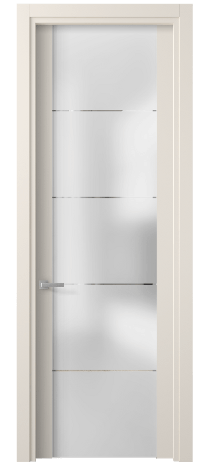 Межкомнатная дверь Planum 4114 ПЭТ кремово-белый Сатинированное стекло с гравировкой «КВАДРО», триплекс Цена 39690 ₽ | Volhovec