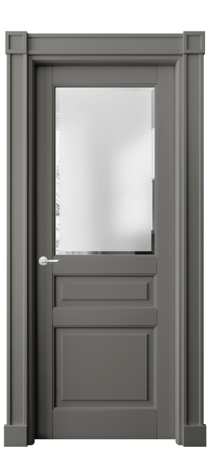 Межкомнатная дверь Тоскана Плано 6304 Матовый классический серый Сатинированное стекло с фацетом Цена 140531 ₽ | Volhovec