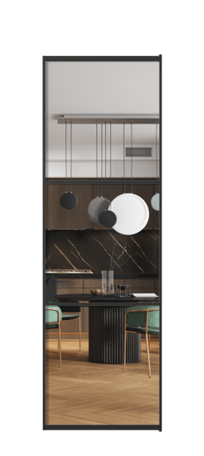 Алюминиевая дверь АЛПЛ040.03 Алюминий Черный Прозрачное стекло "Crystal Vision", калёное Цена 153370  | Volhovec