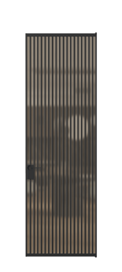 Алюминиевая дверь АЛПЛ040.06 Алюминий Черный Сатинированное оранжевое стекло, триплекс Цена 232860  | Volhovec