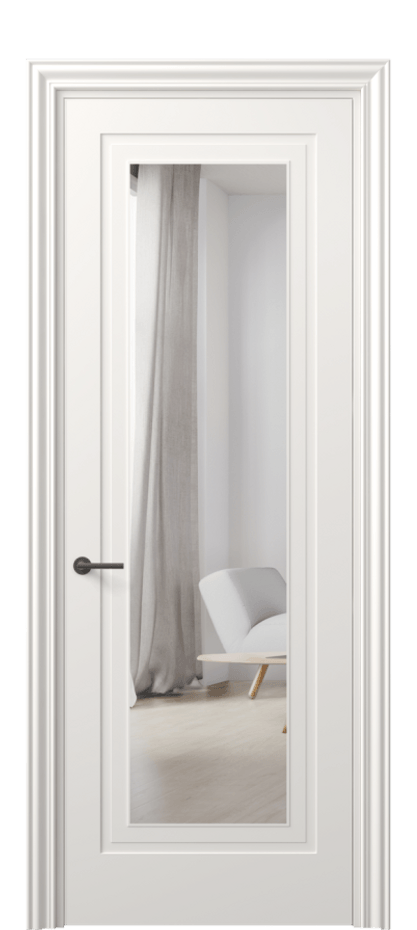 Межкомнатная дверь Mascot 8403 Матовый пудровый белый Двустороннее зеркало, триплекс Цена 81580 ₽ | Volhovec