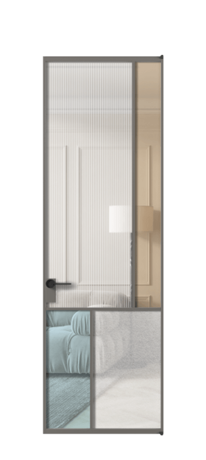 Межкомнатная дверь Mosaic АЛПЛ041.21 Алюминий классический серый Комбинация стекол Группы 1 и Группы 3 Цена 180460 ₽ | Volhovec