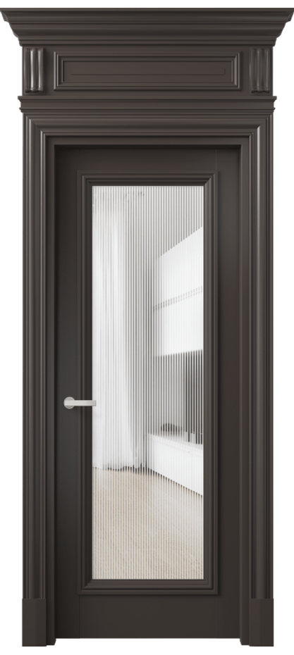 Межкомнатная дверь Antique 7300 Бук антрацит Рифлёное стекло "Дюна", триплекс Цена 171580 ₽ | Volhovec