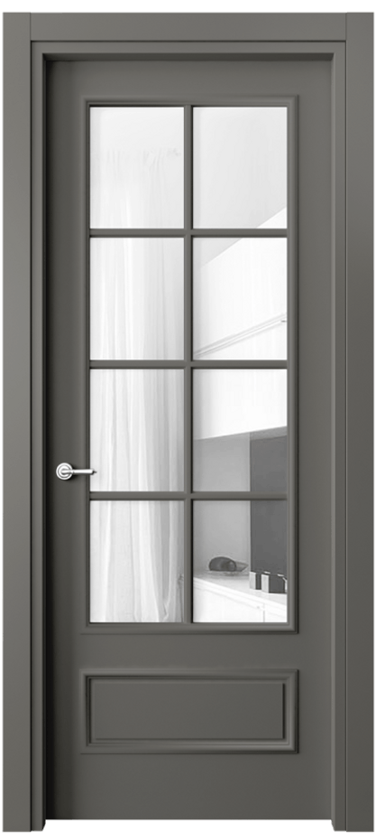 Межкомнатная дверь Paris 8112 Матовый классический серый Прозрачное стекло Цена 68020 ₽| Volhovec