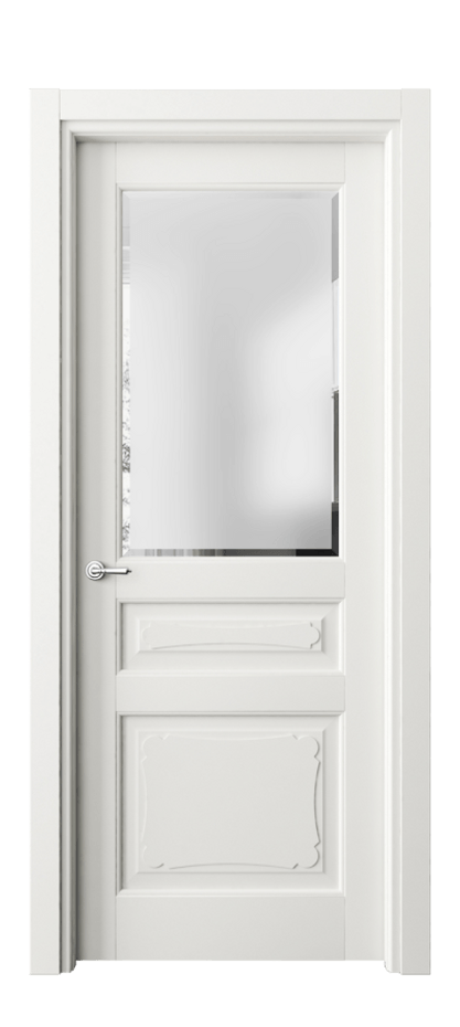 Межкомнатная дверь Toscana Elegante 6324 Бук серый Сатинированное стекло с фацетом Цена 108360 ₽ | Volhovec