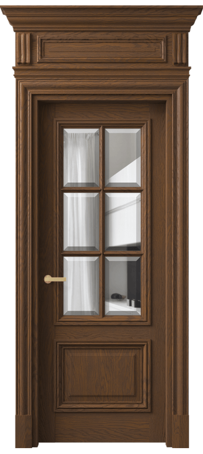 Межкомнатная дверь Antique 7312 Дуб каштановый матовый Прозрачное стекло с фацетом Цена 300040 ₽ | Volhovec