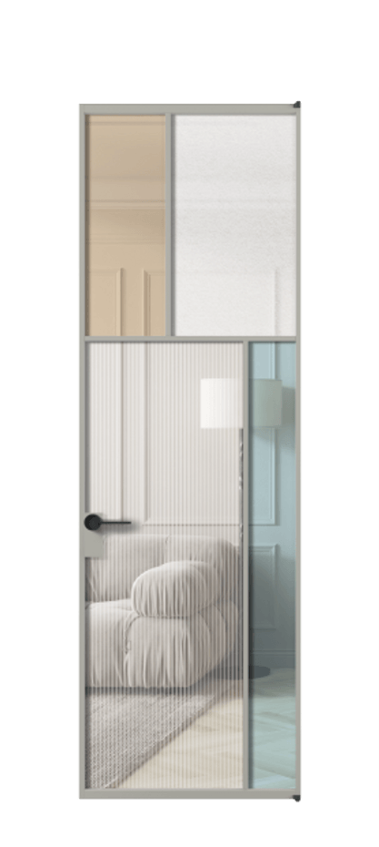 Межкомнатная дверь Mosaic АЛПЛ041.23 Алюминий нейтральный серый Комбинация стекол Группы 1 и Группы 3 Цена 180460 ₽ | Volhovec
