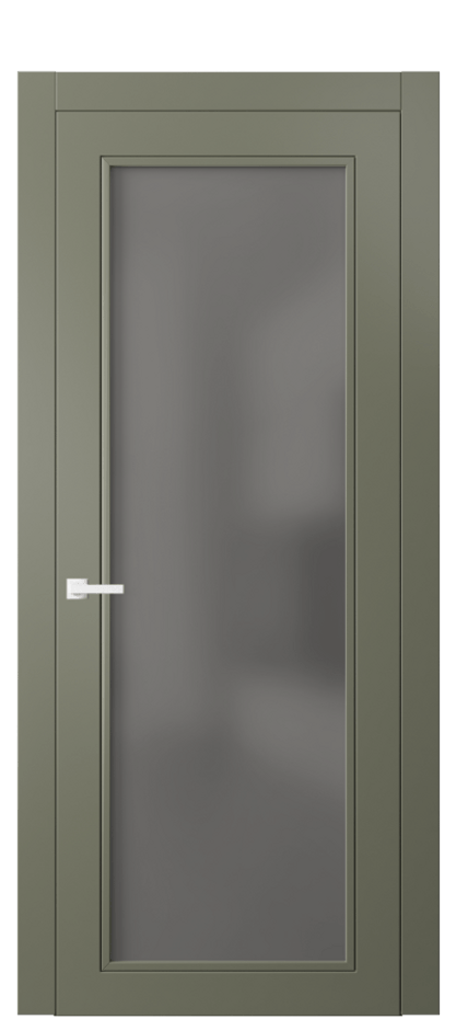 Межкомнатная дверь Neo Classic 8000 Матовый оливковый тёмный Сатинированное серое стекло, триплекс Цена 66270 ₽ | Volhovec