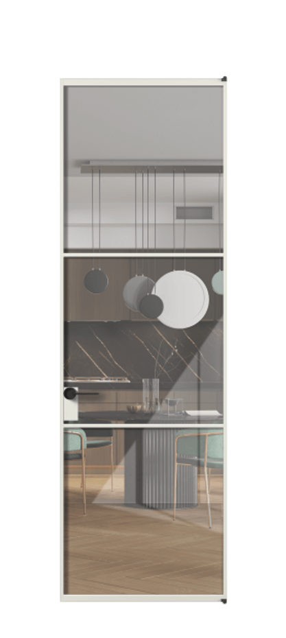 Алюминиевая дверь АЛПЛ040.03 Алюминий серый Рефлективное прозрачное стекло "Stopsol", калёное Цена 159360  | Volhovec