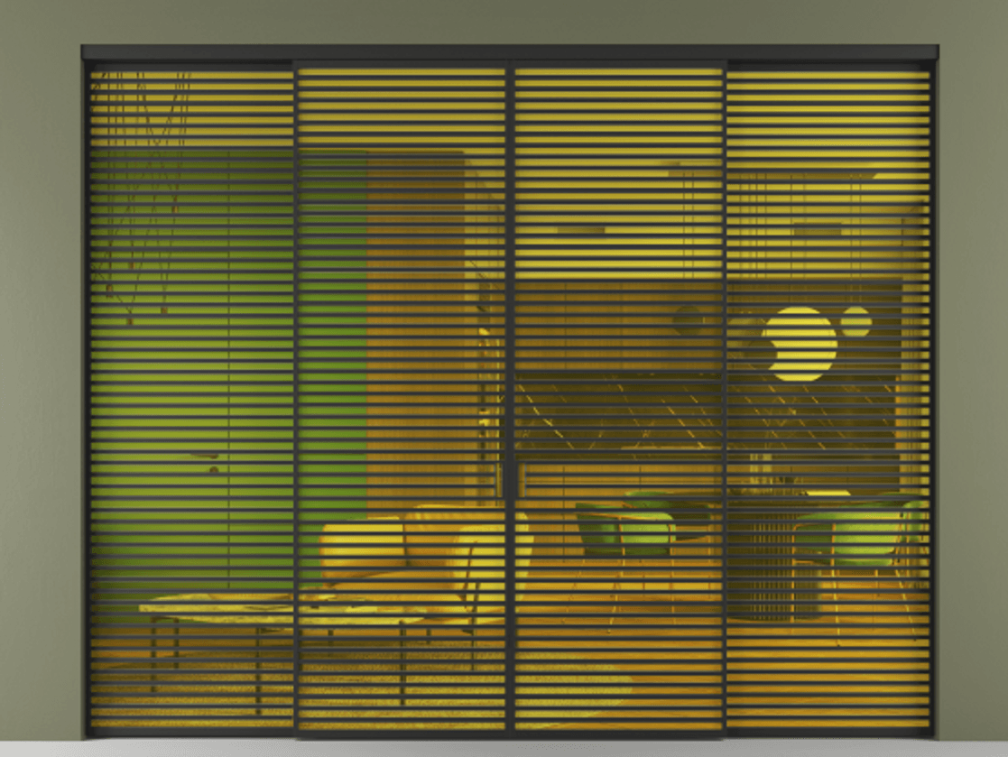 Перегородка Формато внутри проёма 4 створки АЛПР 040.07 Алюминий Черный Прозрачное жёлтое стекло, триплекс Цена 619080 ₽  | Volhovec