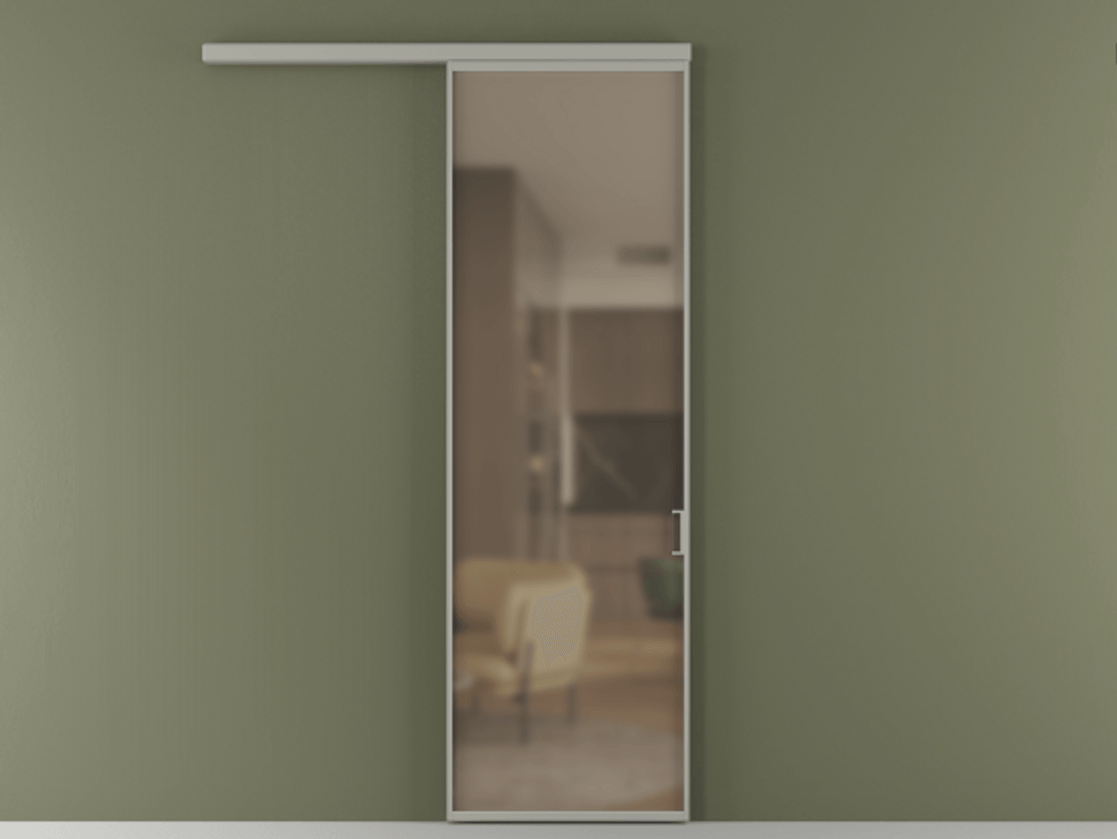 Перегородка Formato вдоль стены 1 створка АЛПР 040.01 Алюминий нейтральный серый Сатинированное бронзовое стекло, триплекс Цена 121490 ₽  | Volhovec