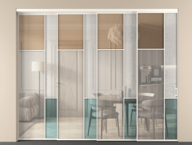 Алюминевая перегородка vntl4_7 Алюминий пудровый белый Четыре стекла. Цвет Алюминий пудровый белый. Материал Алюминий в эмали. Коллекция Перегородка Mosaic внутри проёма телескопик синхро 3. Картинка.