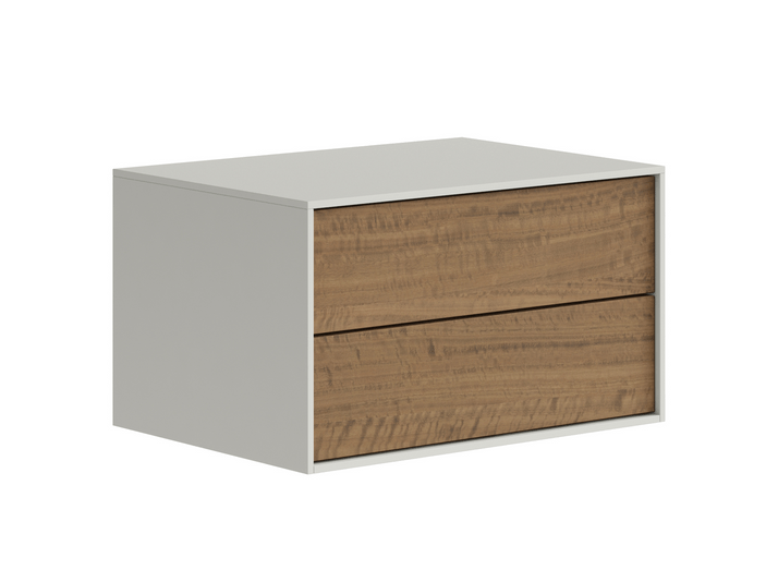 Мебель Тумба подвесная прикроватная Module 2 ящика. Цвет Матовый нейтральный серый. Материал Гладкая эмаль. Коллекция Тумба подвесная прикроватная Module 2 ящика. Картинка.