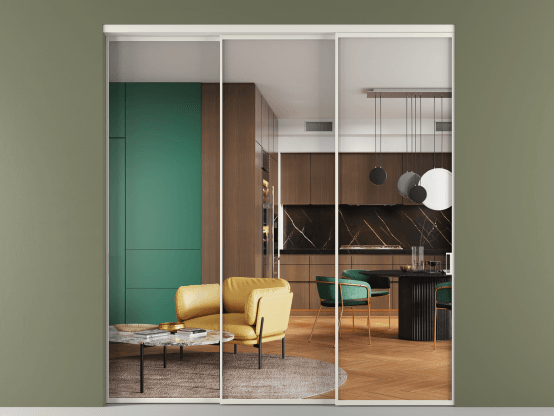 Алюминевая перегородка vn3_01 Crystalvision БЕЛ. Цвет Алюминий Белый. Материал Алюминий. Коллекция Перегородка Формато внутри проёма 3 створки с синхронным механизмом. Картинка.