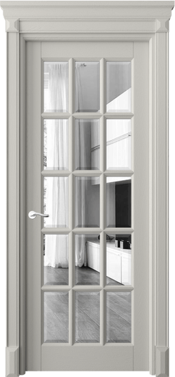 Дверь межкомнатная 0708 ДТСР ЗЕР-Ф. Цвет Дуб тёплый серый. Материал Массив дуба эмаль. Коллекция Lignum. Картинка.