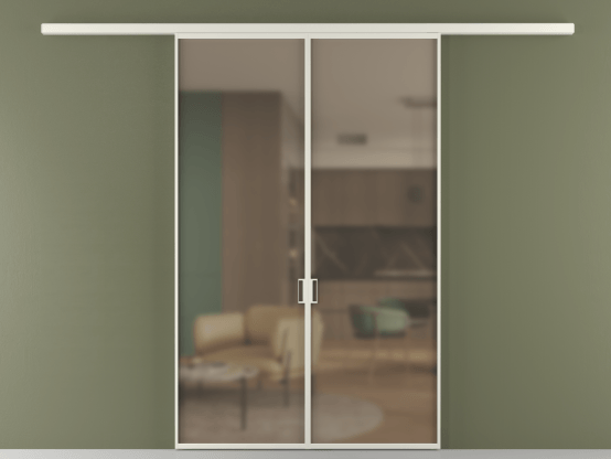 Алюминевая перегородка vd2_01 Бронза сатин триплекс БЕЛ. Цвет Алюминий Белый. Материал Алюминий. Коллекция Перегородка Формато вдоль стены 2 створки. Картинка.