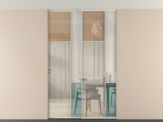 Перегородка Mosaic внутри проёма двустворчатая со скрытым креплением в потолок