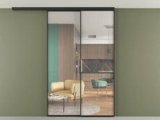 Перегородка Formato вдоль стены на потолок 2 створки с синхронным механизмом